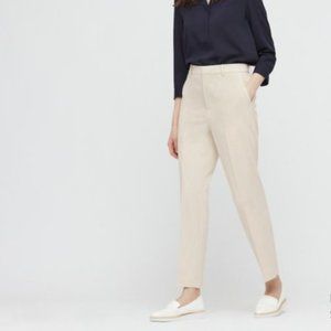 NWT Uniqlo Off-White Satin Ankle Pants- Sz M